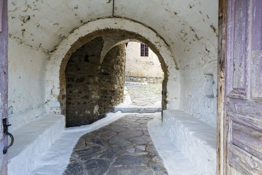 Entry of Saint George monastery at Feneos, Greece