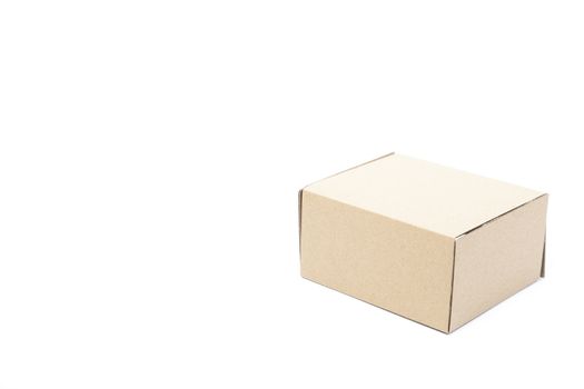 One brown carton on white isolated background. box on white isolated background.