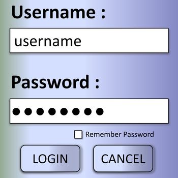 User login form with password and buttons