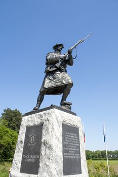 Statue of soldier ww1 royal highlanders in flanders fields belgium 