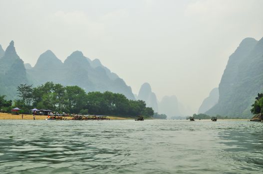 Guilin Park and Karst rocks Yangshuo China.