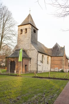 Old church building in flanders fields belgium