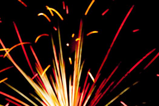 Firework in detail at night celebration background