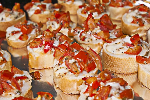 Bruschetta with tomato mozzarella garlic and fresh herbs