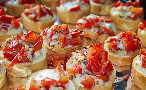 Bruschetta with tomato mozzarella garlic and fresh herbs