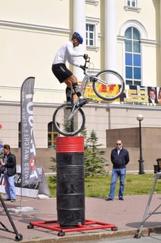 Timur Ibragimov � the champion of Russia on a cycle trial, acts in Tyumen on a holiday the City Day 26.07.2014�