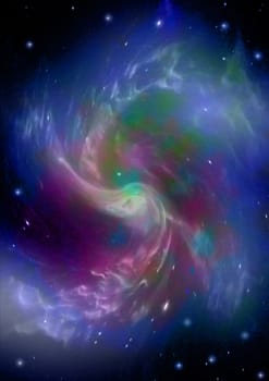 Stars and spiral galaxy in a free space. "Elements of this image furnished by NASA".