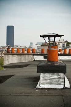 Chimneys on the roofs of Paris