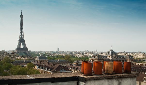 panoramic of Paris with Eiffel Tower