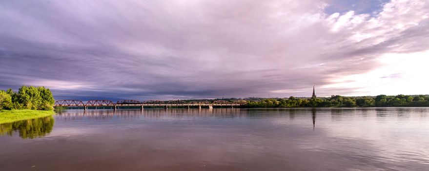 Fredericton Walking Bridge and Catheral at the end of a storm