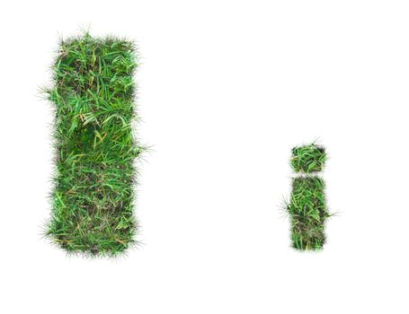 letter I on green grass isolated on over white background