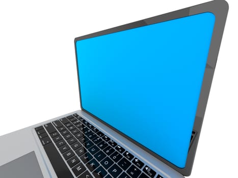 3D render of Modern glossy laptop on white backround.