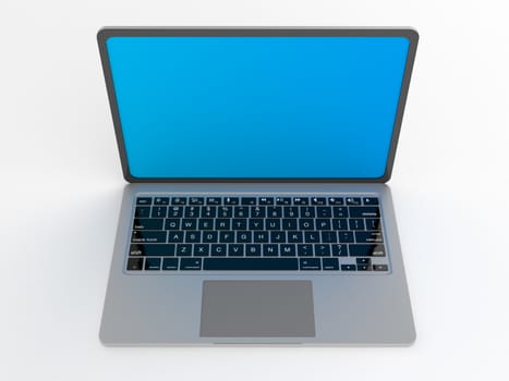 3D render of Modern glossy laptop on white backround.