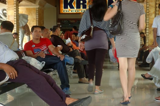 bali, indonesia-november 24, 2012: people at krisna souvenir shop-one of famous shopping centre among tourists in bali, indonesia.