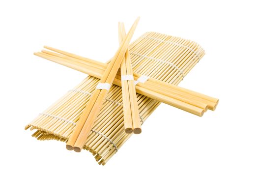 Some bamboo sticks tools isolated on white