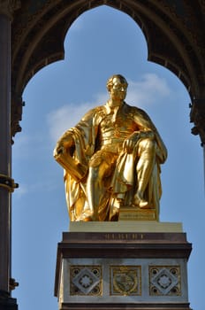 Golden statue of prince albert at albert memorial