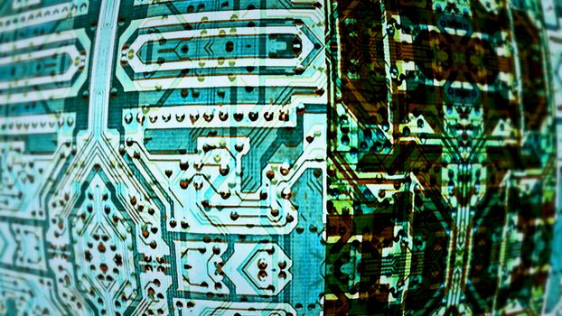 Circuit Boards 0233. Intersecting stylized blue circuit boards.