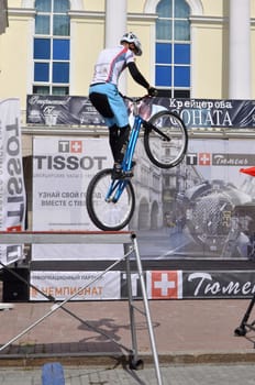 Mikhail Sukhanov performance, champions of Russia on a cycle trial. City Day of Tyumen on July 26, 2014