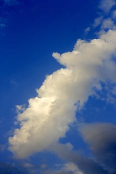 Blue sky and white clouds and the sun
