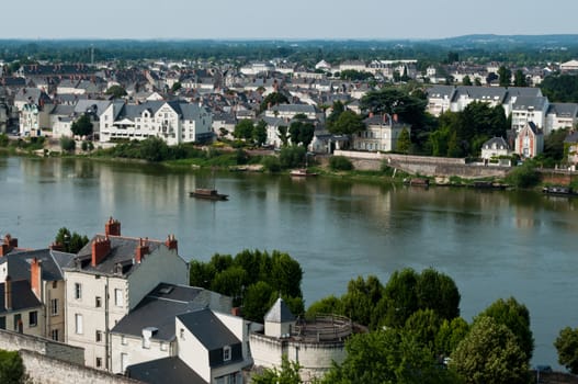 Saumur panoramic and Loire river