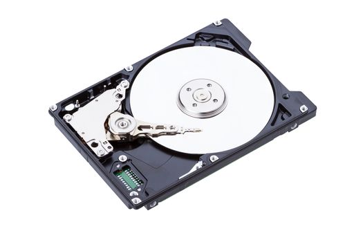 Harddisk drive (HDD) with top cover open isolated on white background