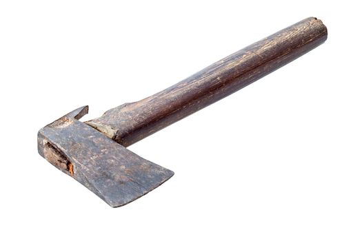 Old axe isolated on white background