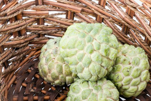 Custard apple in wicker basket