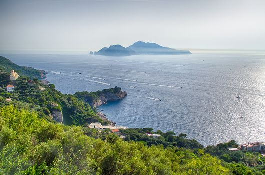 Island of Capri, as seen from the town of Massa Lubrense
