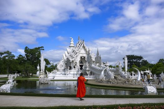 Wat Rong Khun  More well-known among foreigners as the White Temple. Contemporary unconventional Buddhist temple  Editorial  Chiang Rai, Thailand -  July 10, 2014