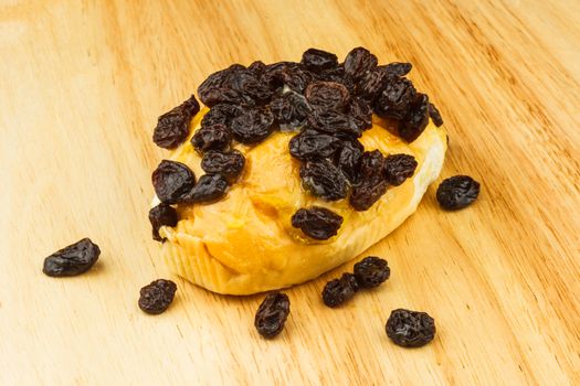 Bread with mayonnaise and raisin