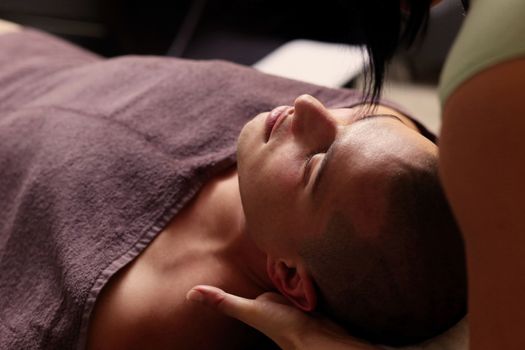 Beauty, health. Man in spa salon