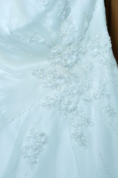 Weding dress, close up details.