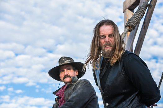 Western Man Awaits Execution of Being Hung From the Neck At Gallows