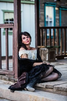 Portrait of an old west saloon girl