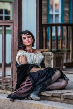Portrait of an old west saloon girl
