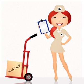 illustration of parcel delivery girl