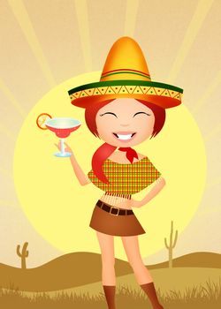 illustration of funny Mexican girl