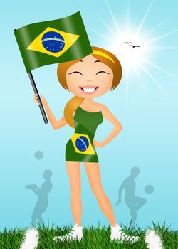 girl with Brazilian flag