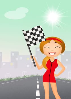 illustration of girl on the pit lane