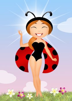 illustration of girl ladybug