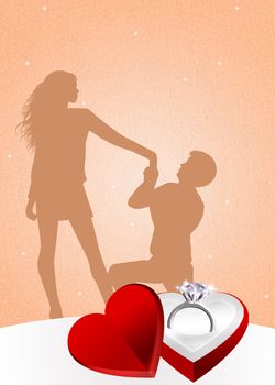 illustration of man propose to woman