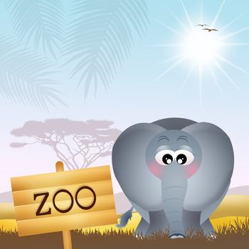 illustration of elephant in the zoo