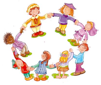 girotondo dei bambini di tutte le razze,amicizia,pace,paesi lontani