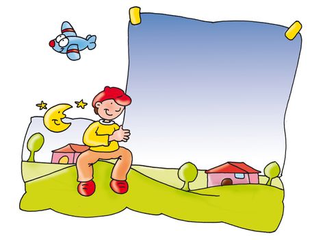 cornice con bimbo,paesaggio