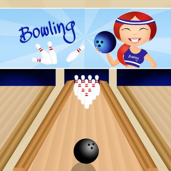 illustration of bowling