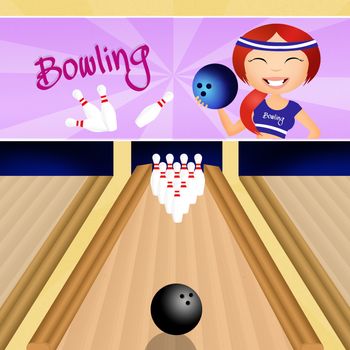 illustration of bowling