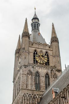 The tower of Ypres Cloth Hall Flanders Belgium