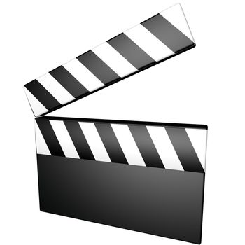 A clapperboard isolated over white, 3d render