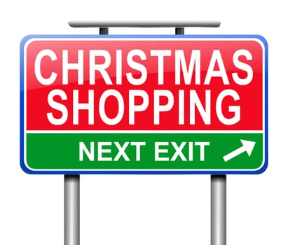 Illustration depicting a sign with a Christmas shopping concept.