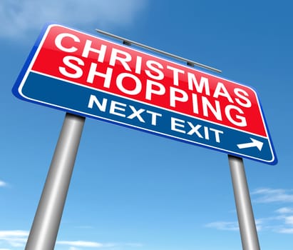 Illustration depicting a sign with a Christmas shopping concept.